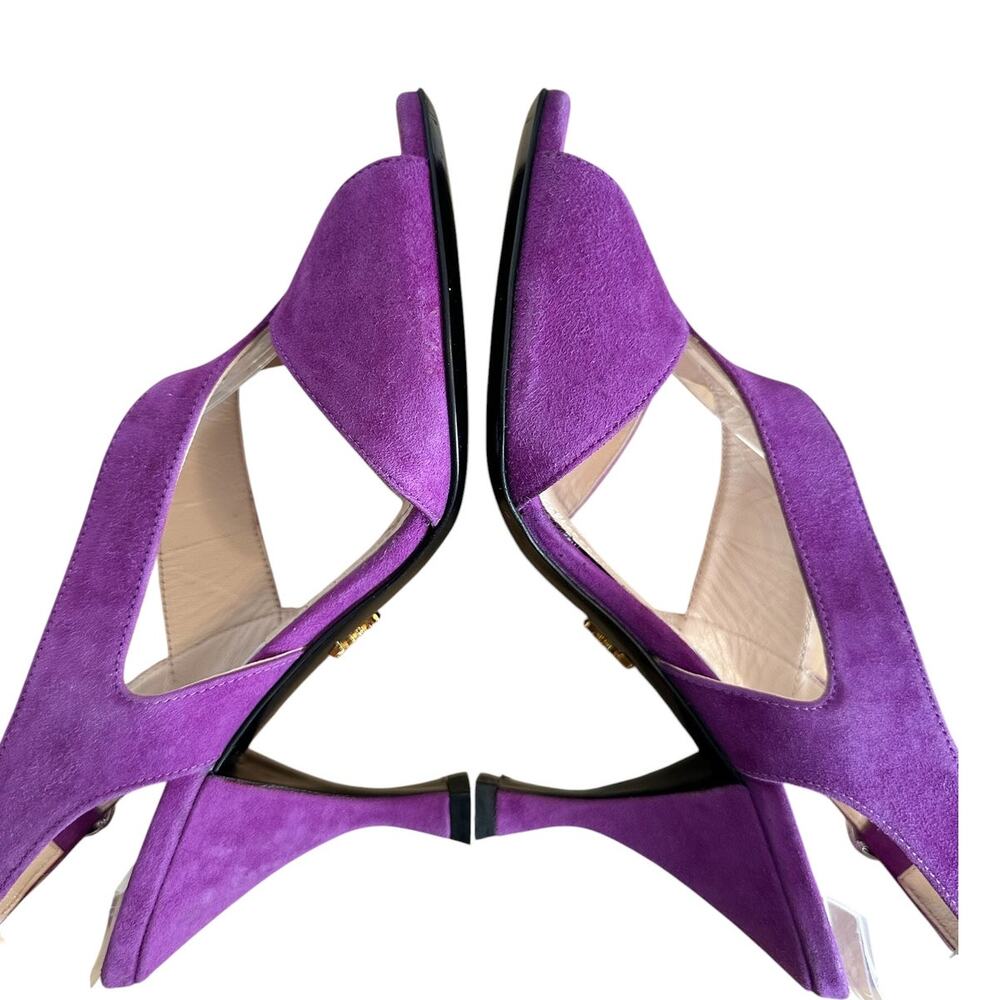 Prada Purple Suede Slingback Strappy High Heel Sandals EU 36.5 - Picture 5 of 10